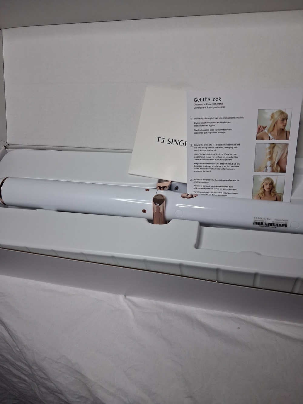 T3 SinglePass Styling Iron in White and Rose Gold - T3